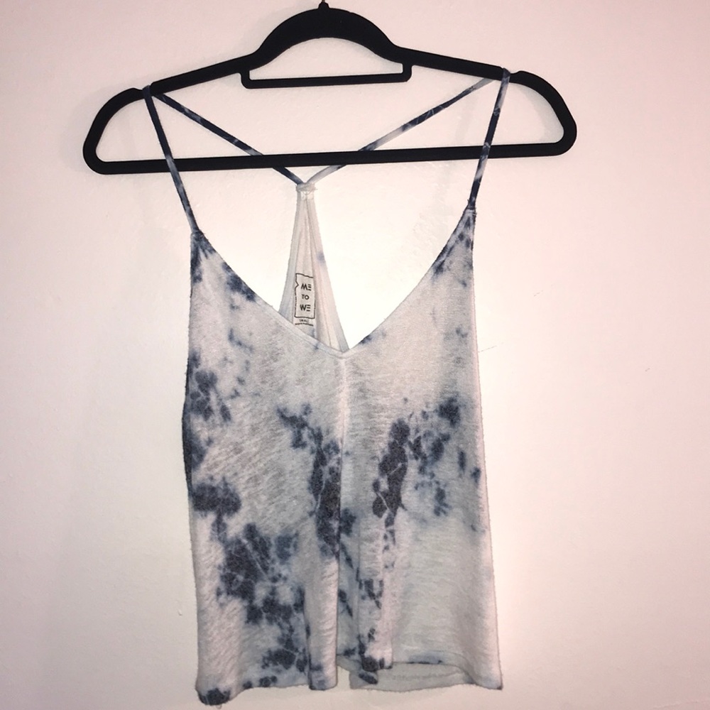 blue and white tie-dye tank
